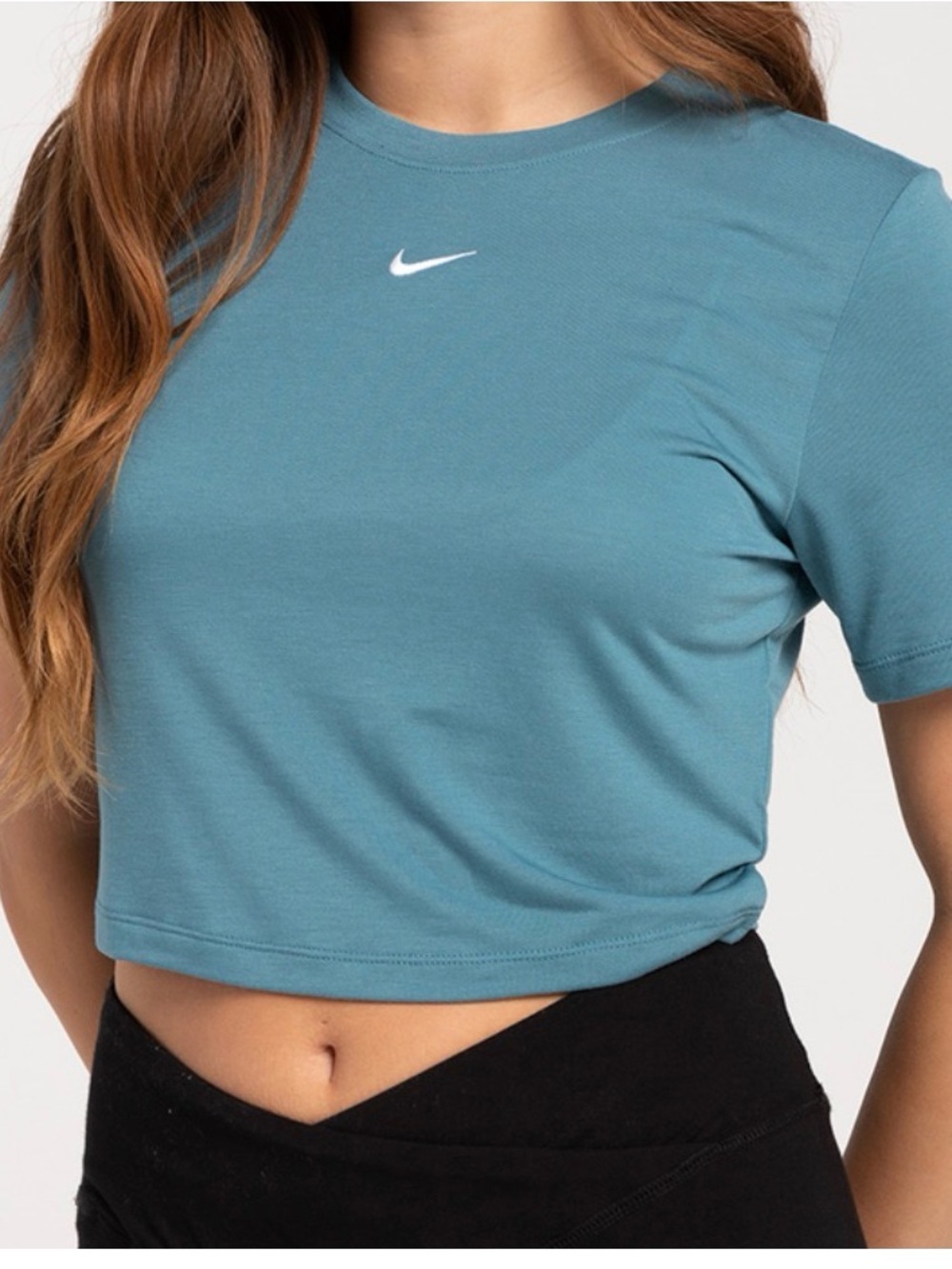 Nike Women's Teal Cropped Crew Tee — Blue-Green